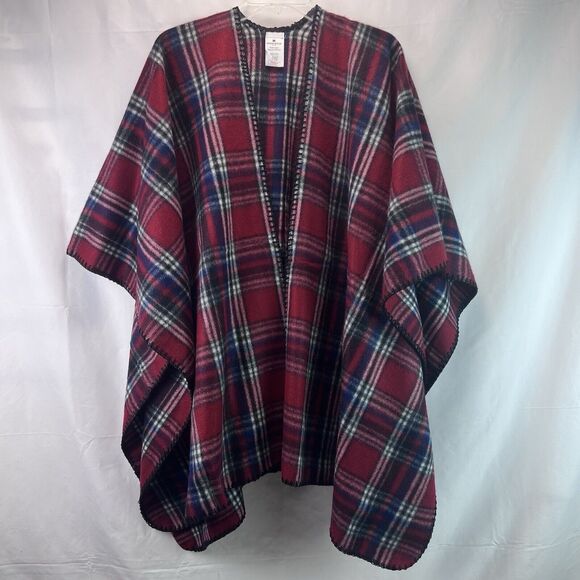 Woolrich Plaid Flannel Style Shawl Cape Poncho One Size Women’s - Picture 1 of 5